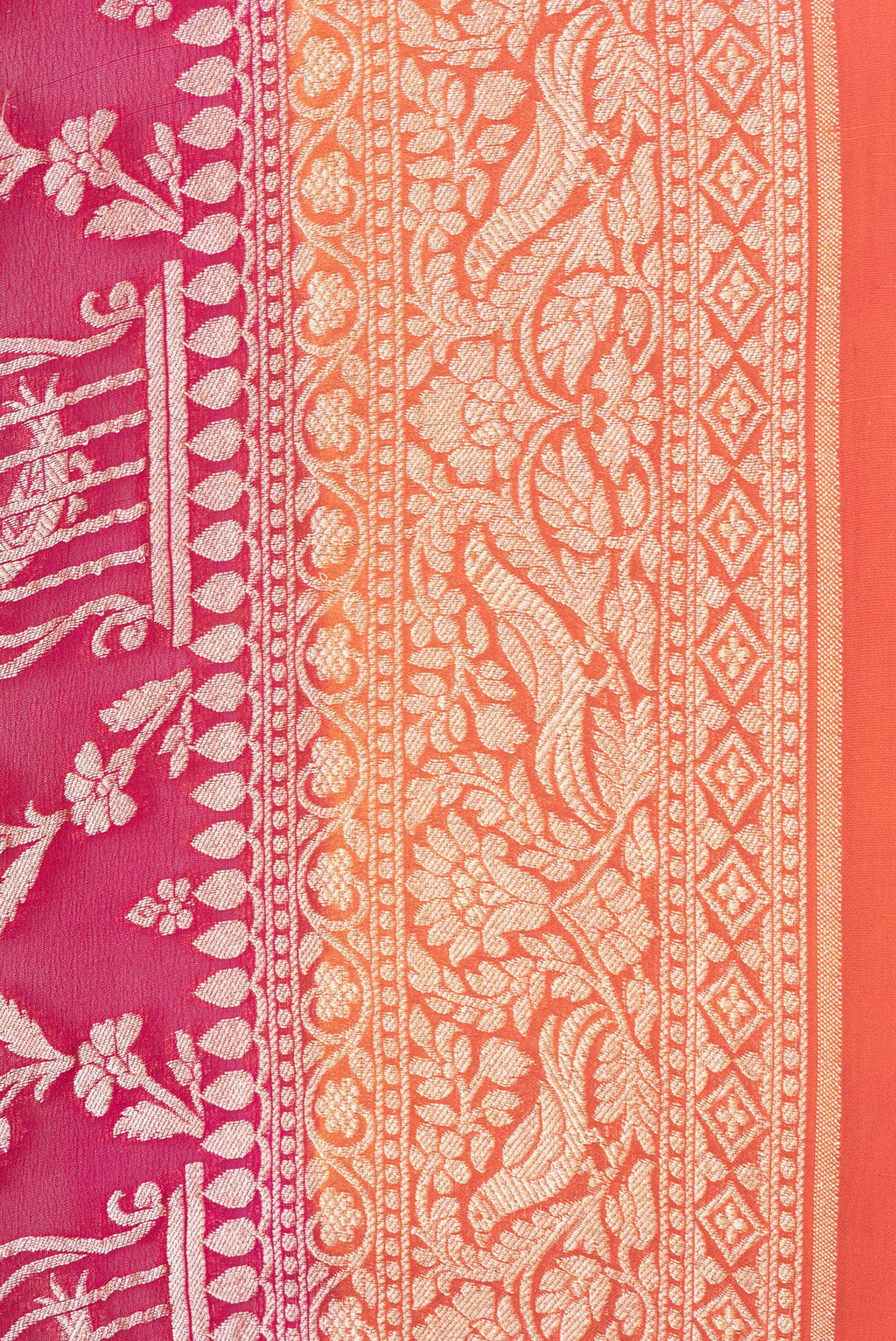 Border image of Pink Dual Tone Banarasi Georgette Saree with Zari Brocade on the body and Zari Border. 