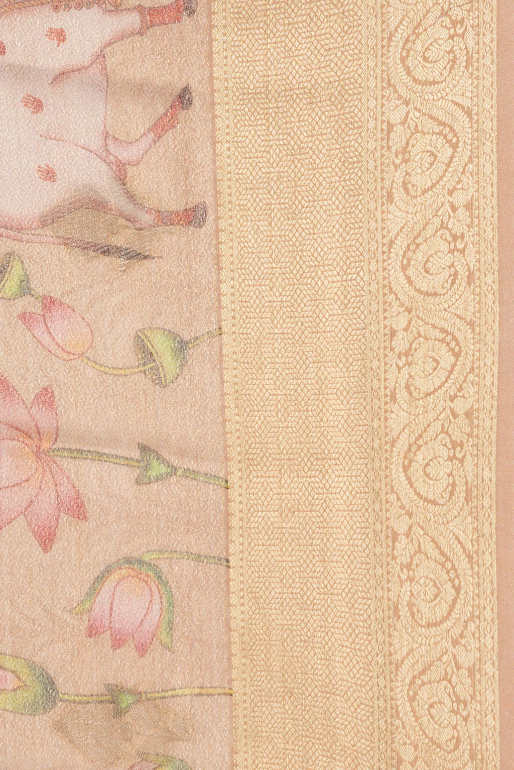 Border image of Gold Dual Tone Mysore Silk Saree with Zari Brocade on the body and Fancy Border. 