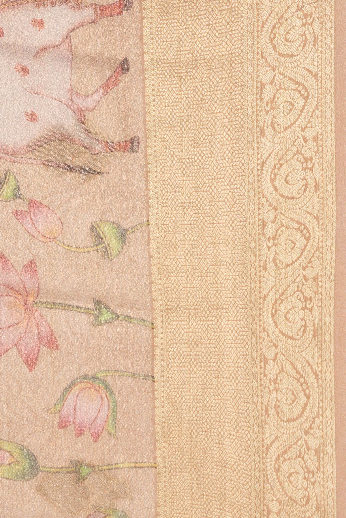 Border image of Gold Dual Tone Mysore Silk Saree with Zari Brocade on the body and Fancy Border. 