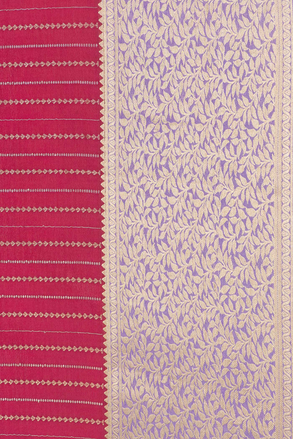 Border image of Pink Dual Tone Mysore Silk Saree with Stripes on the body and Zari Border. 