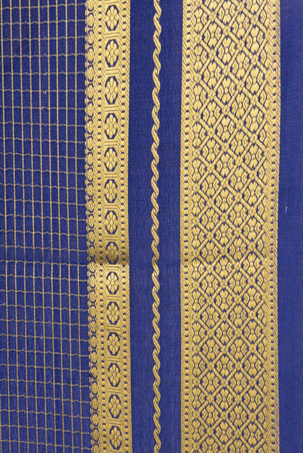 Border image of Grey and Navy Blue Color Mysore Silk Saree with Half And Half on the body and Zari Border. 