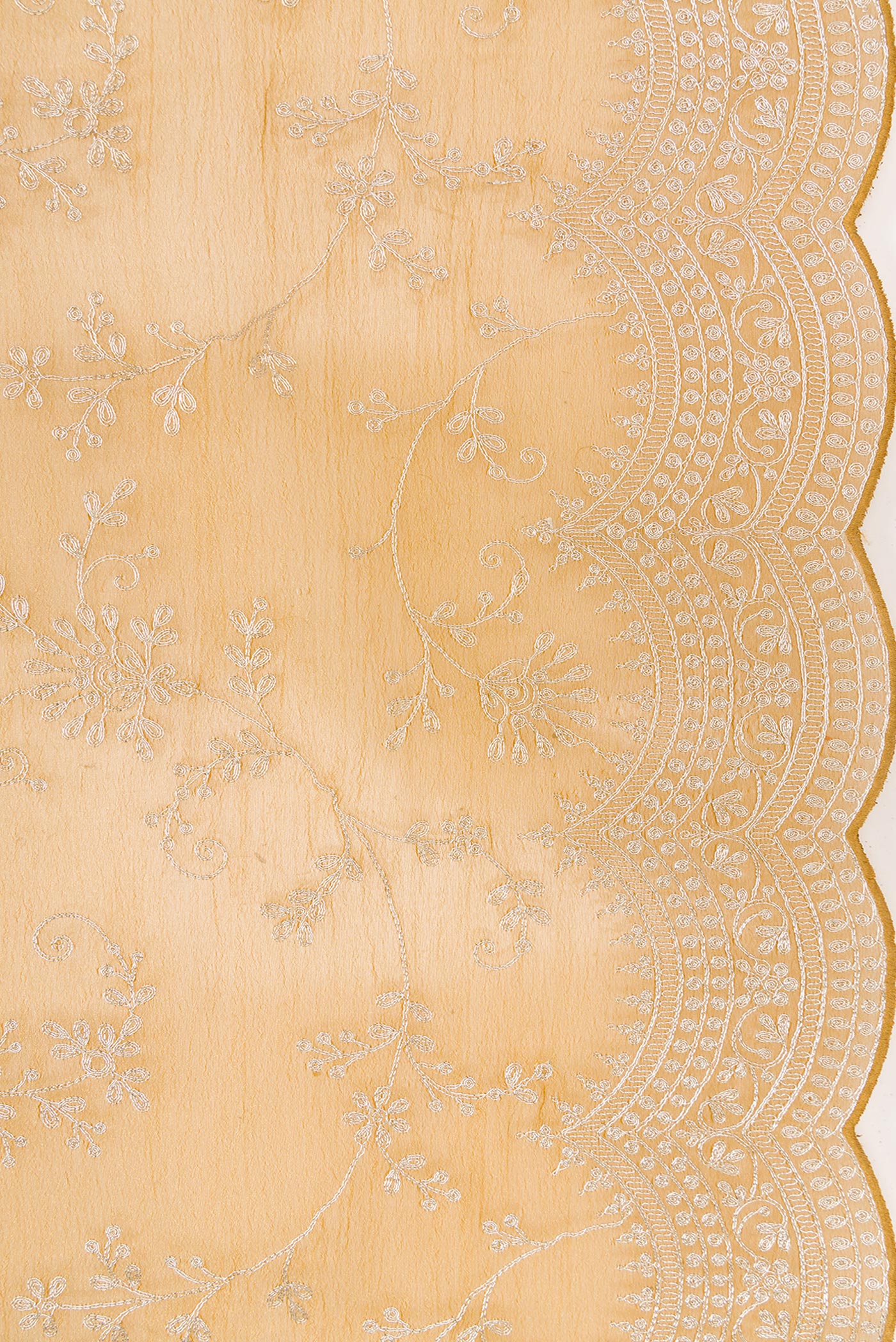 Border image of Mustard Dual Tone Organza Silk Saree with Embroidery on the body and Embroidery Border. 