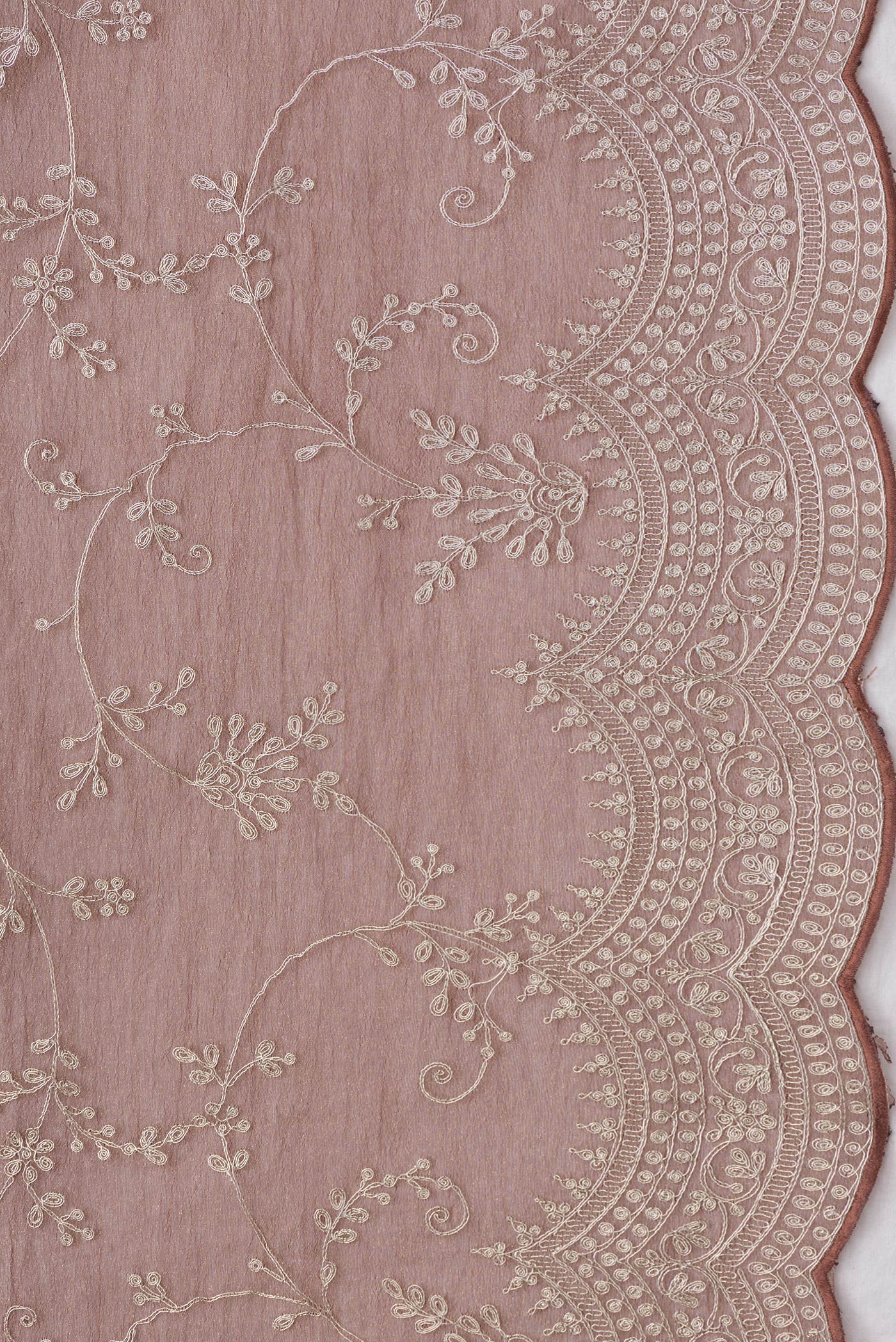 Border image of Brown Dual Tone Organza Silk Saree with Embroidery on the body and Embroidery Border. 