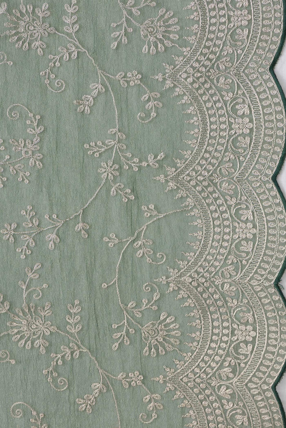 Border image of Green Dual Tone Organza Silk Saree with Embroidery on the body and Embroidery Border. 
