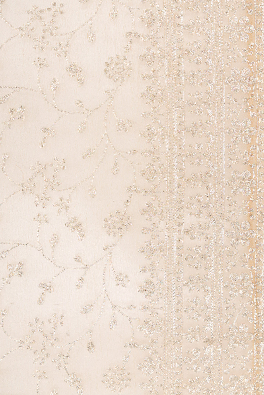 Border image of Beige Dual Tone Organza Silk Saree with Embroidery on the body and Embroidery Border. 