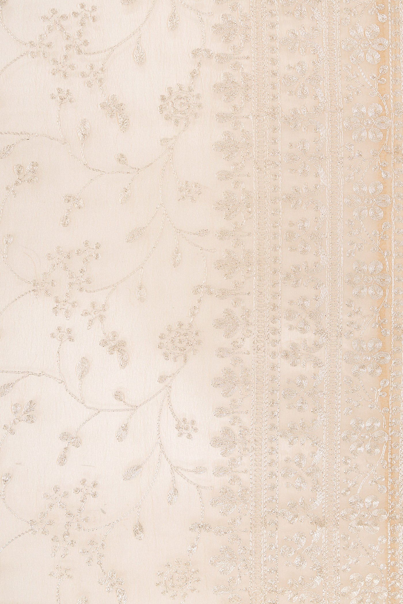 Border image of Beige Dual Tone Organza Silk Saree with Embroidery on the body and Embroidery Border. 