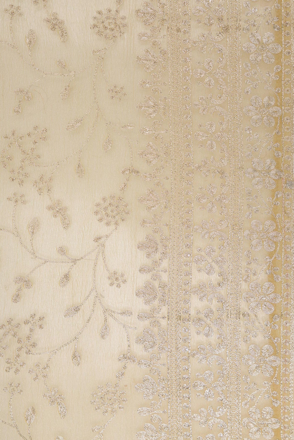 Border image of Sandal Dual Tone Organza Silk Saree with Embroidery on the body and Embroidery Border. 