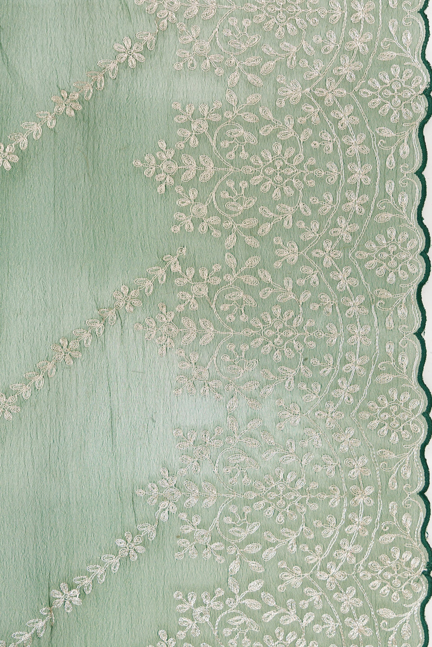 Border image of Green Dual Tone Organza Silk Saree with Embroidery on the body and Embroidery Border. 