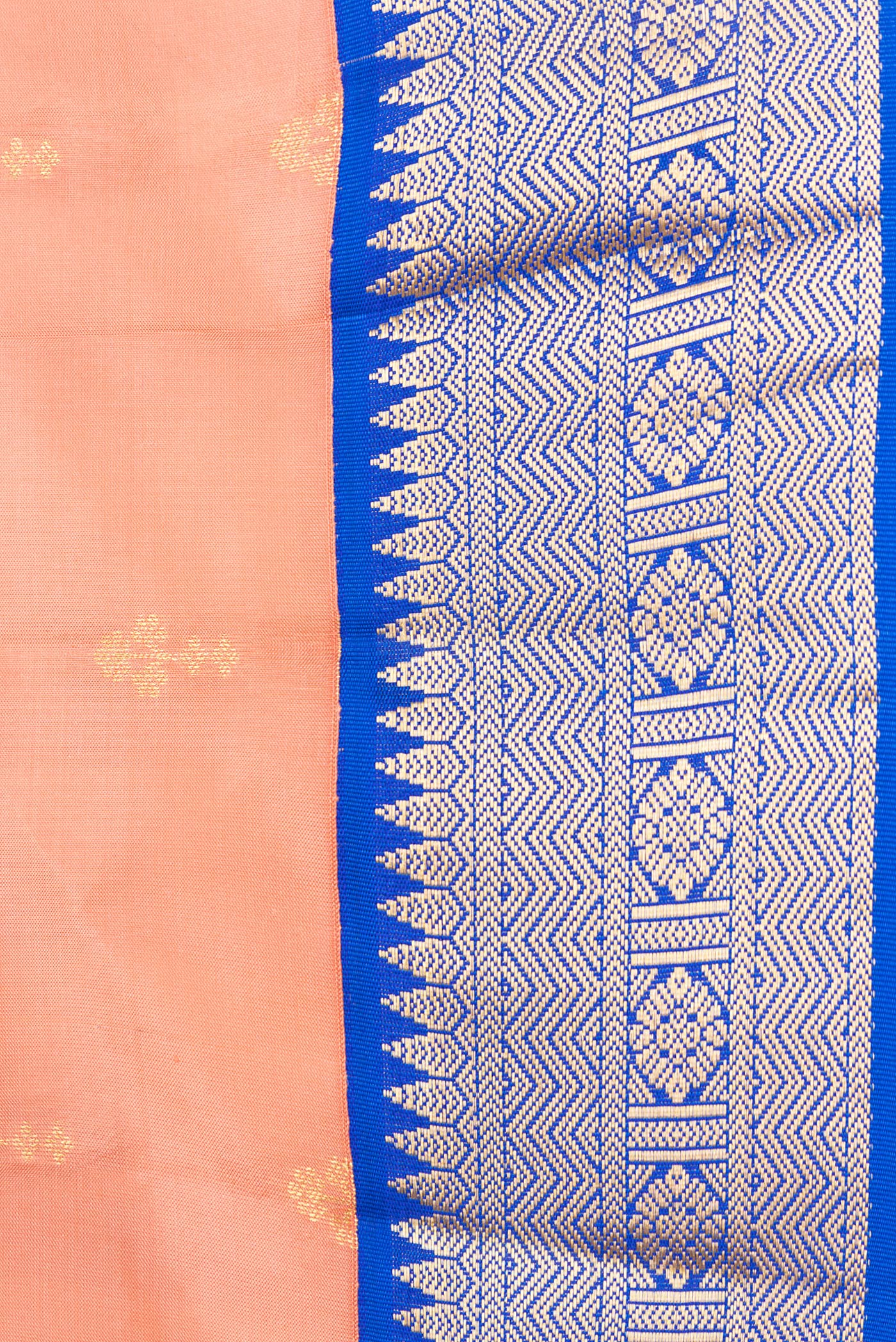 Border image of Rose Gold Dual Tone Kanchipuram Silk Saree with Zari Butta on the body and Zari Border. 