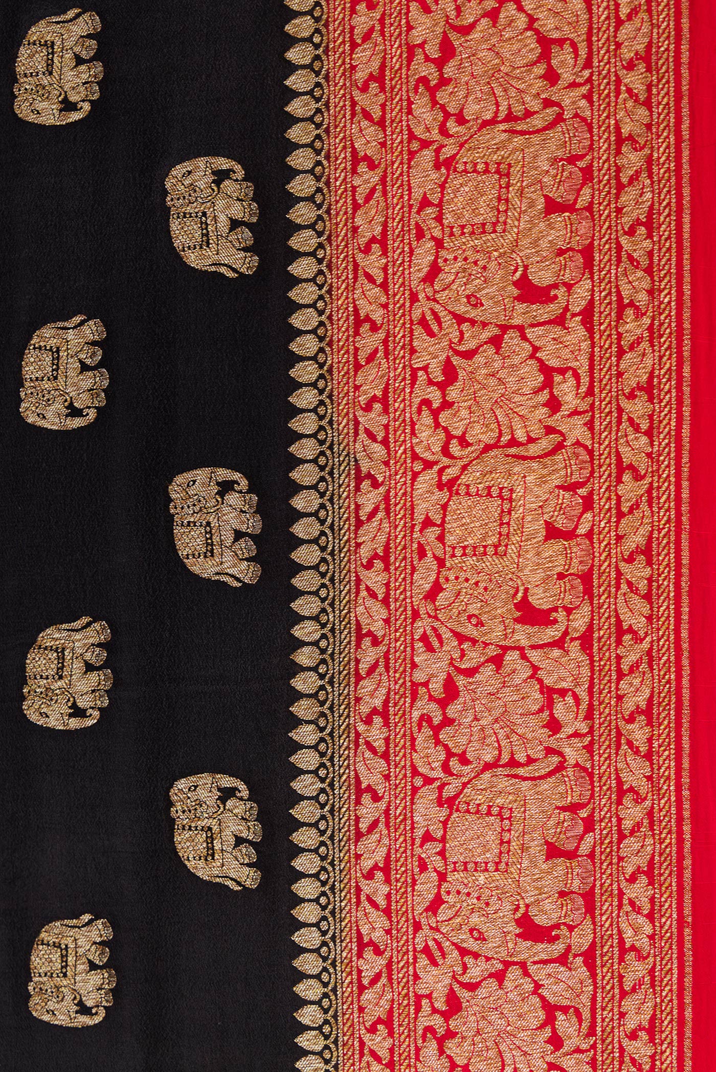 Border image of Black Dual Tone Georgette Saree with Zari Butta on the body and Zari Border. 