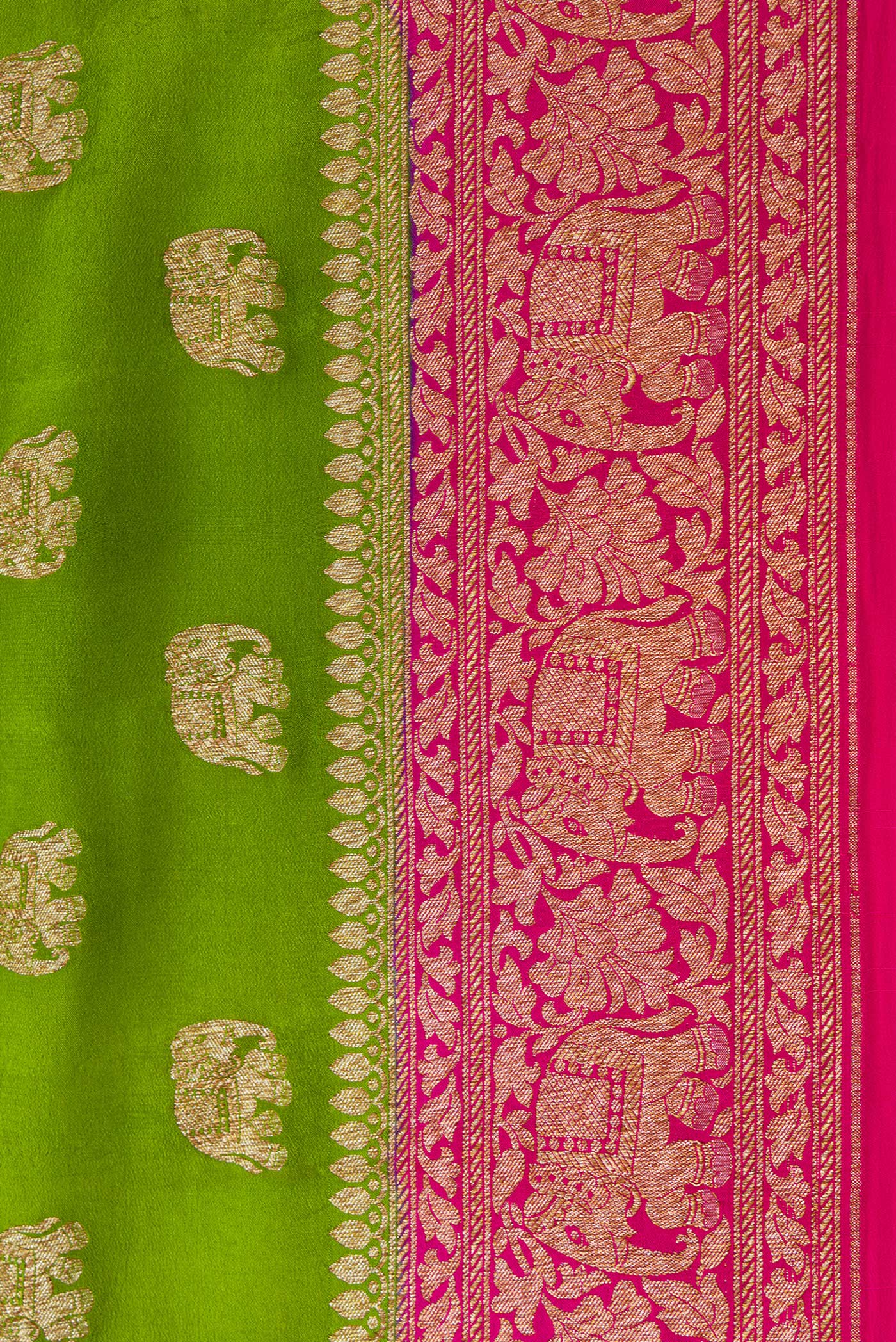 Border image of Green Dual Tone Mysore Georgette Saree with Zari Butta on the body and Zari Border. 