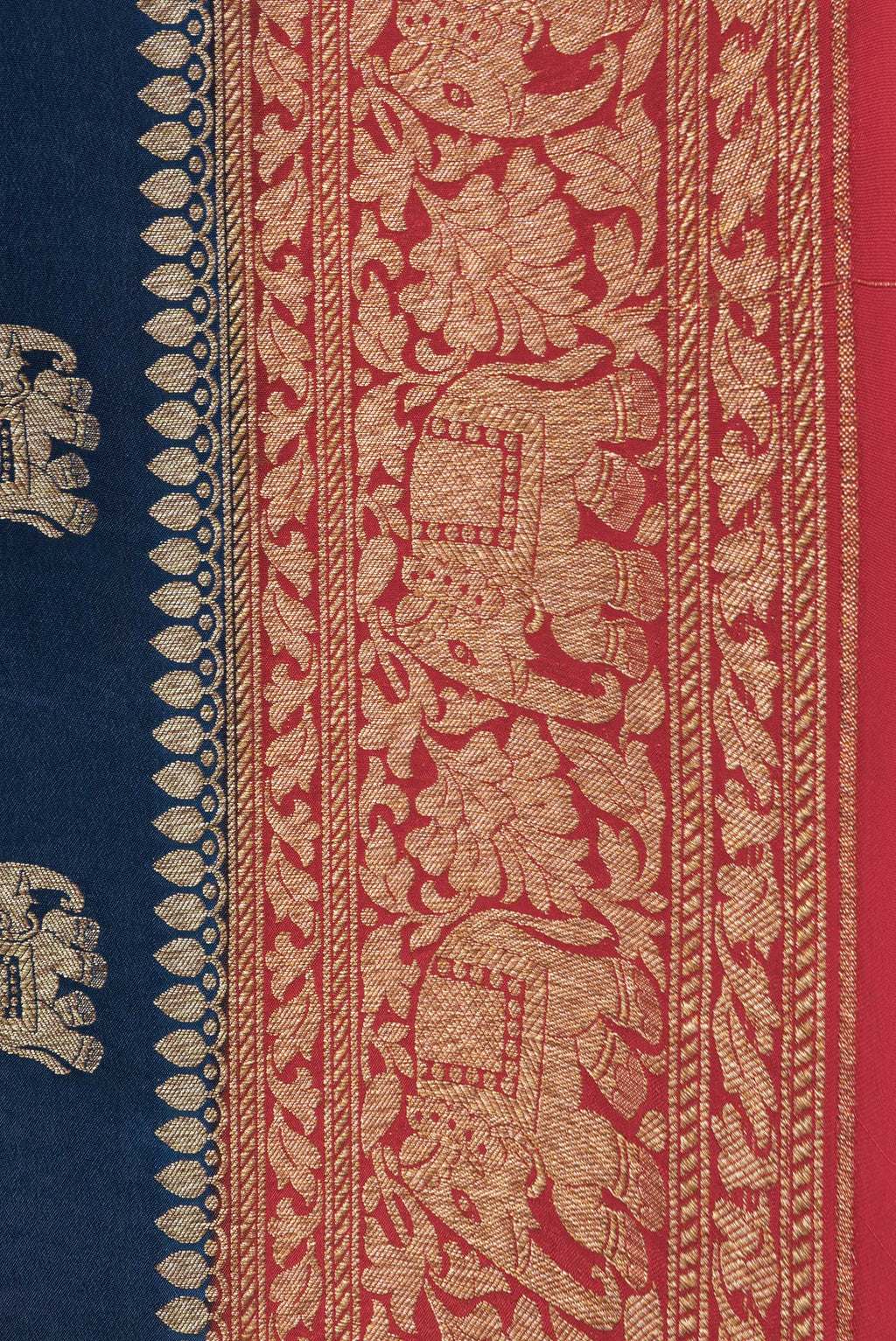 Border image of Navy Blue Dual Tone Banarasi Georgette Saree with Zari Butta on the body and Fancy Border. 