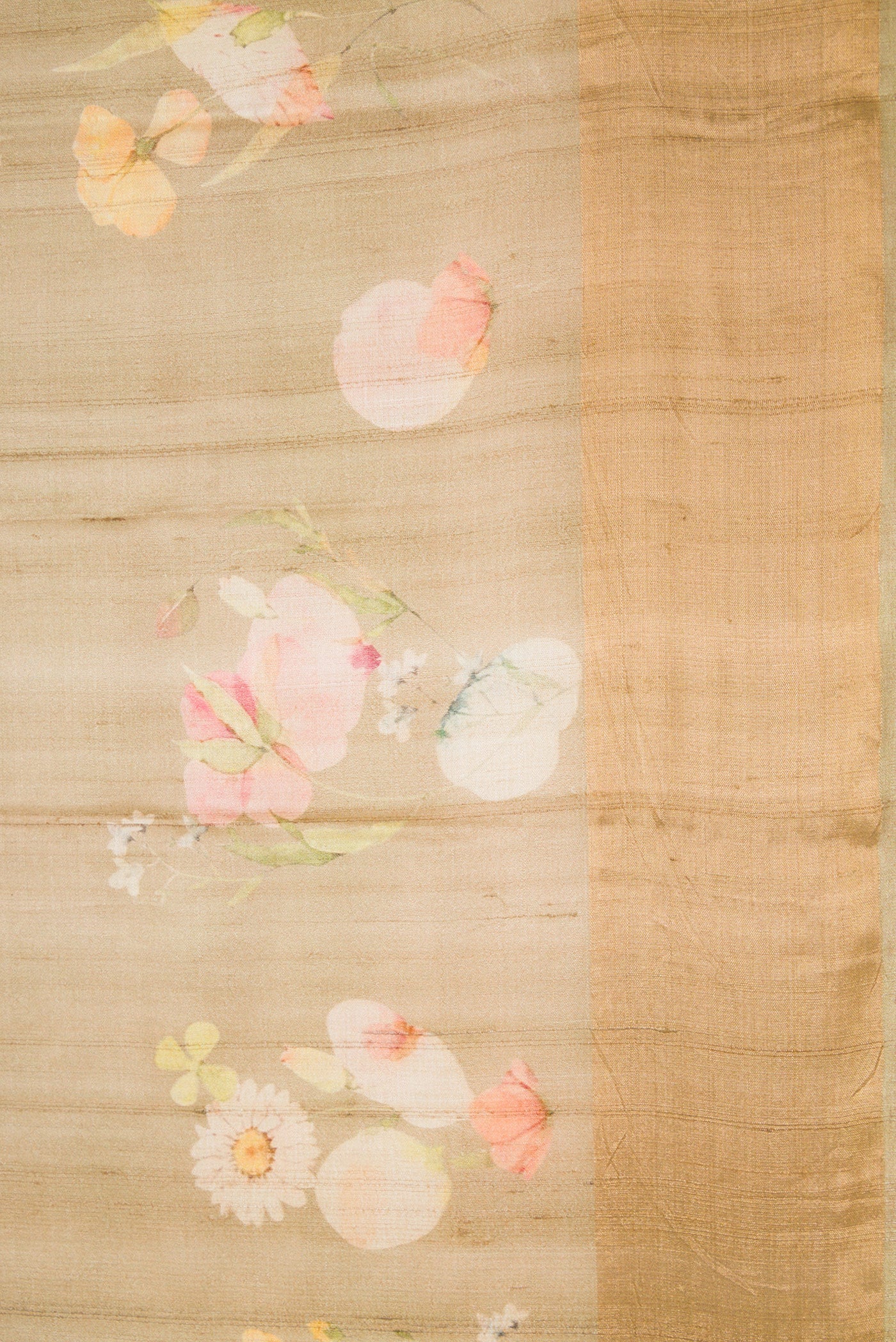 Border image of Light Green Dual Tone Tussar Silk Saree with Printed design on the body and Zari Border. 