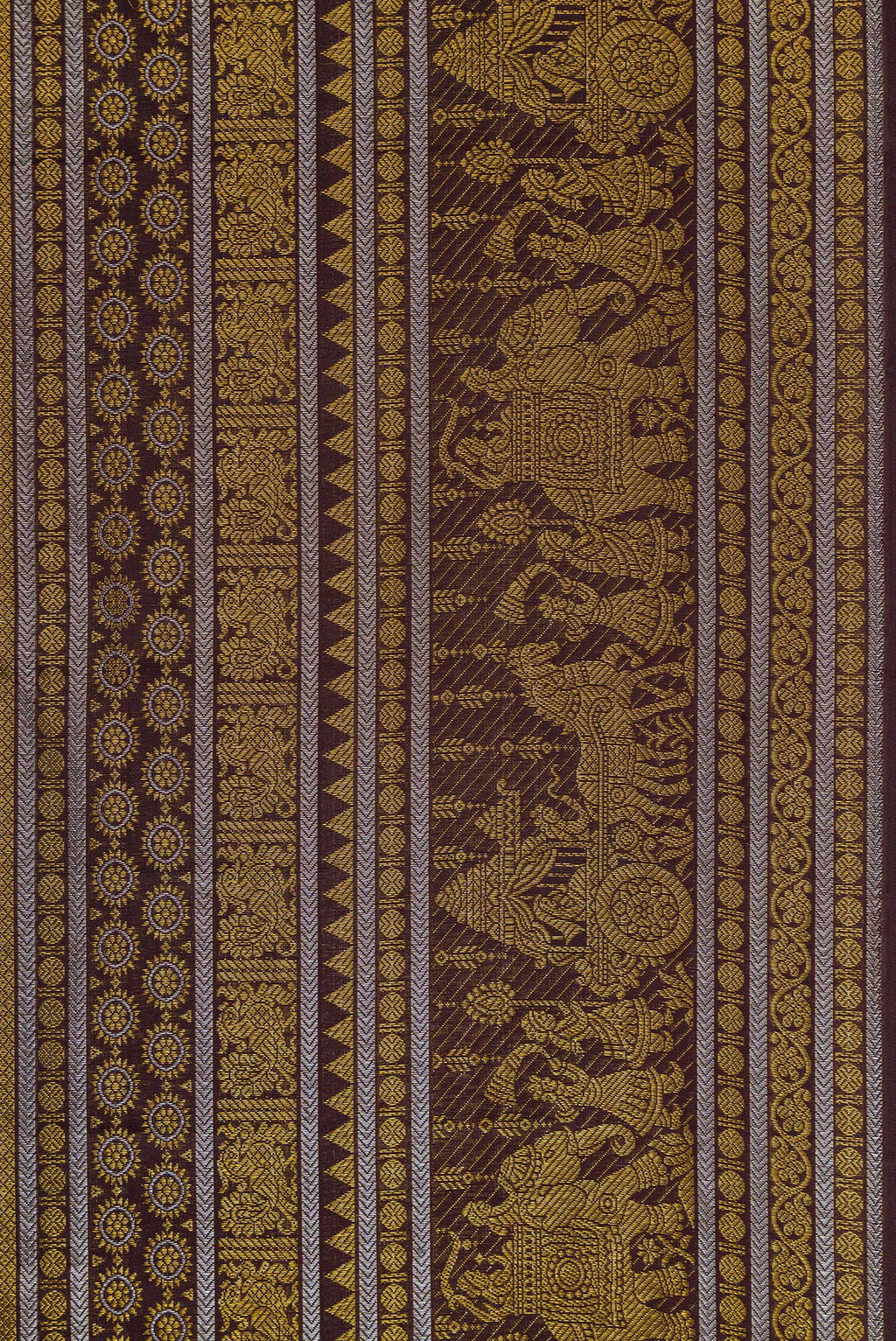 Border image of Coffee Brown Dual Tone Kanchipuram Silk Saree with Zari Brocade on the body and Fancy Border. 