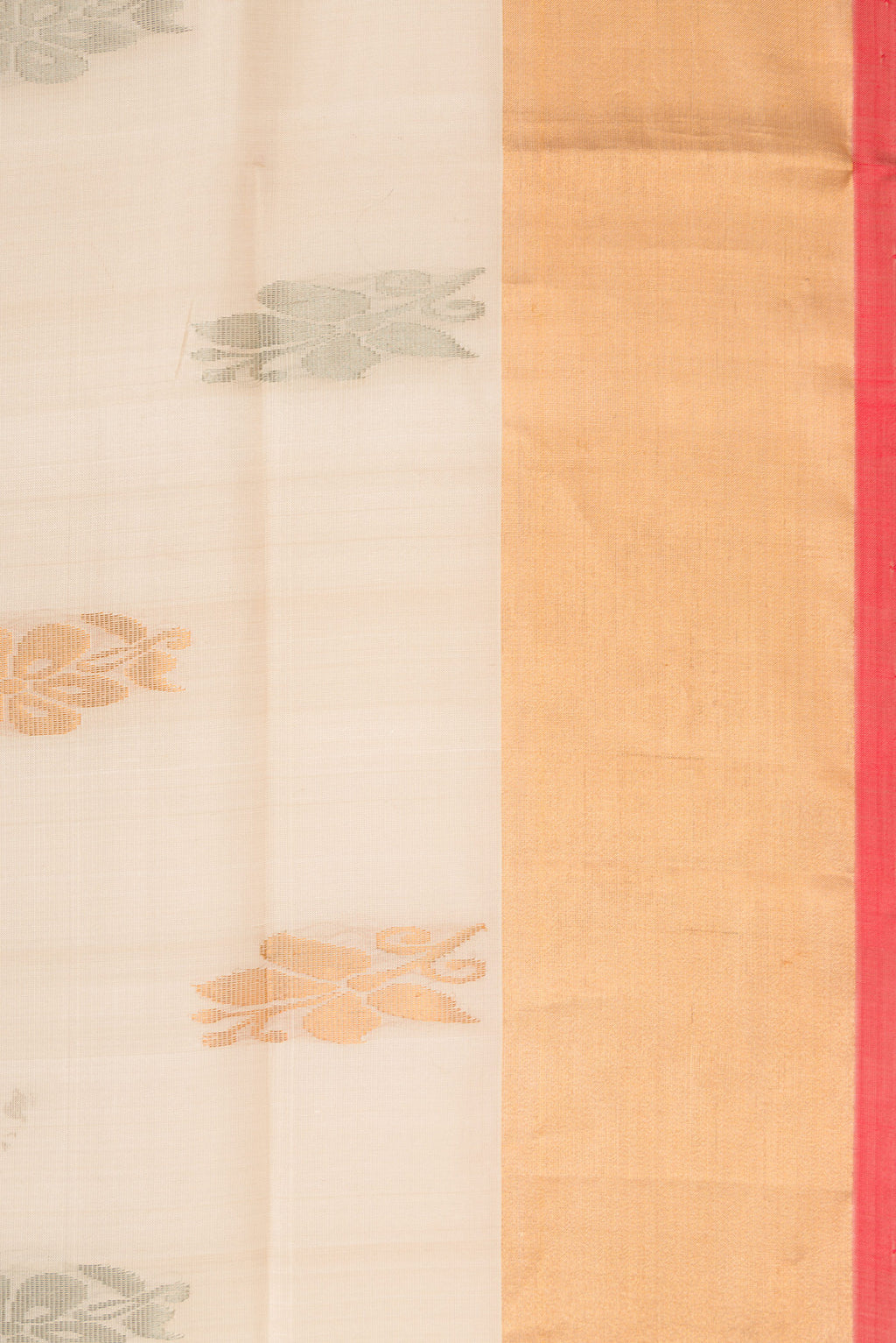 Border image of Dark Beige Dual Tone Uppada Silk Saree with Zari Butta on the body and Zari Border. 