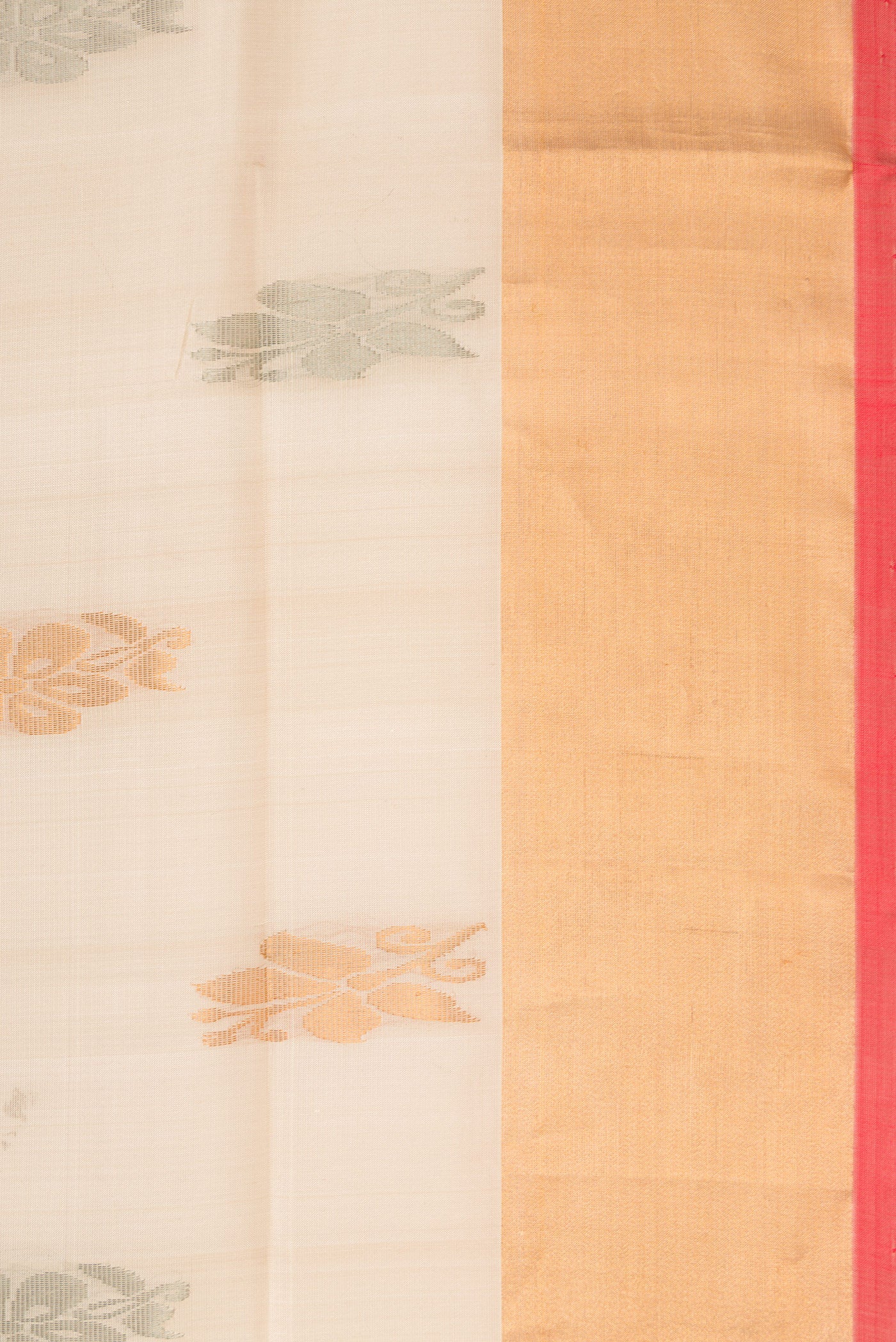 Border image of Dark Beige Dual Tone Uppada Silk Saree with Zari Butta on the body and Zari Border. 