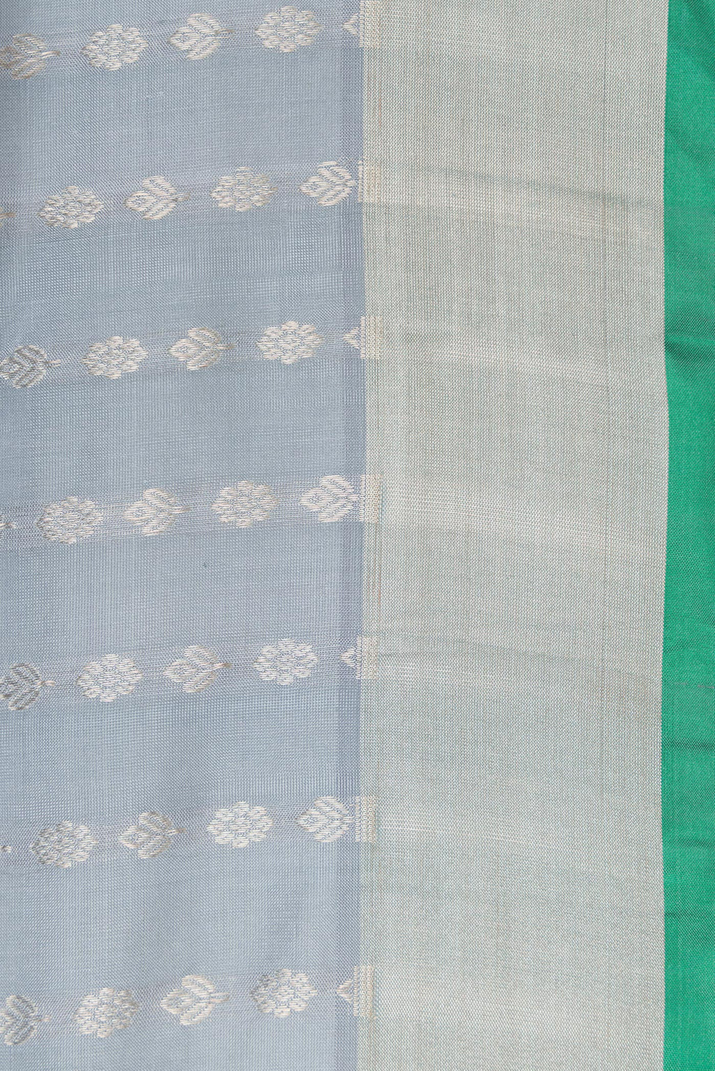 Border image of Grey Dual Tone Uppada Silk Saree with Stripes on the body and Zari Border. 