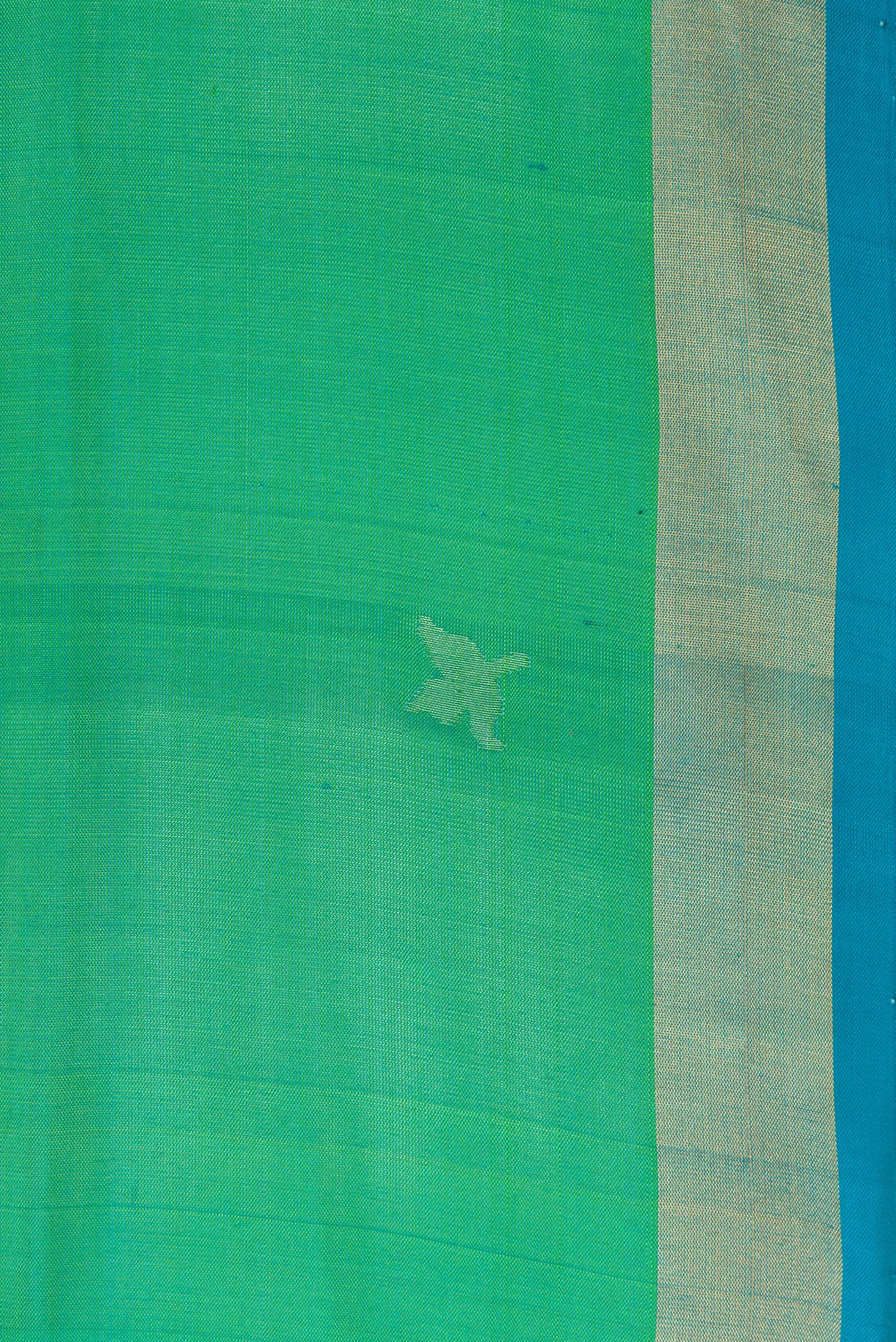 Border image of Green Dual Tone Uppada Silk Saree with Zari Butta on the body and Zari Border. 