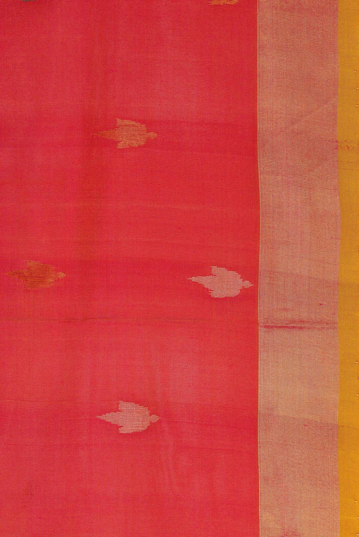 Border image of Coral Dual Tone Uppada Silk Saree with Zari And Thread Butta on the body and Zari Border. 