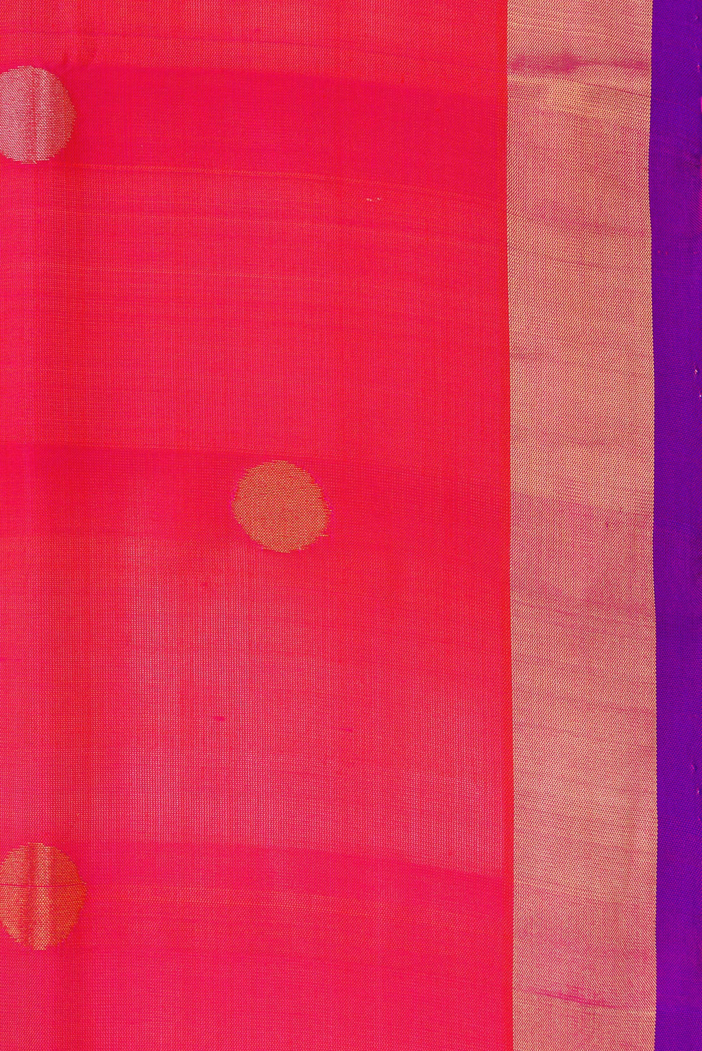 Border image of Dark Pink Dual Tone Uppada Silk Saree with Zari Butta on the body and Zari Border. 