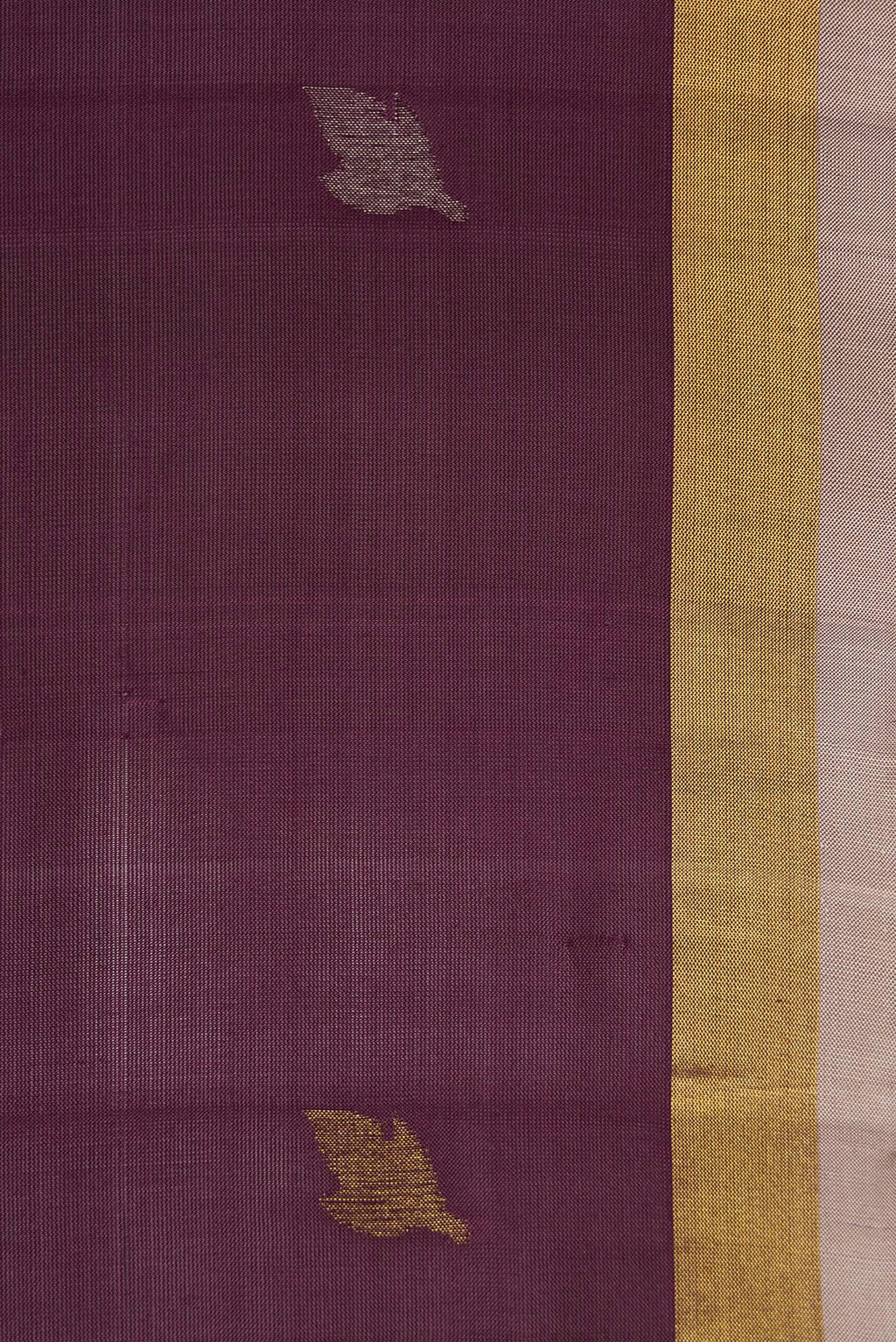 Border image of Brown Dual Tone Uppada Silk Saree with Zari Butta on the body and Zari Border. 