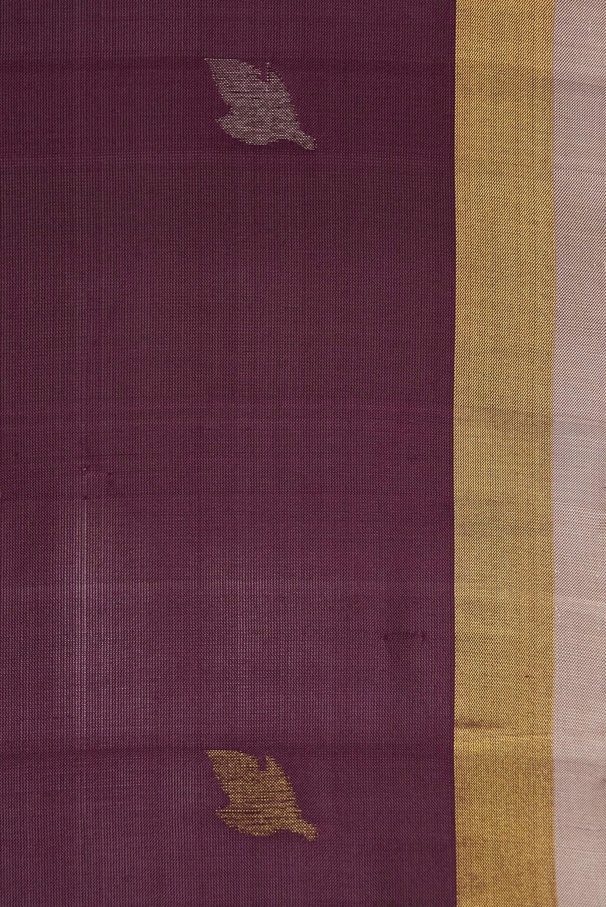Border image of Brown Dual Tone Uppada Silk Saree with Zari Butta on the body and Zari Border. 