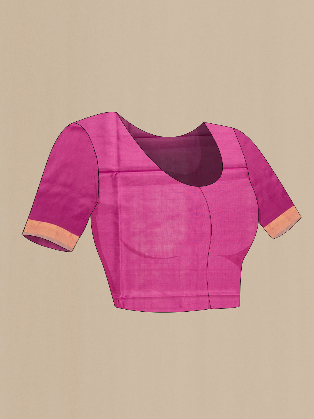 Close up image of the blouse of Lavender Dual Tone Uppada Silk Saree with Zari Butta on the body and Zari Border. 
