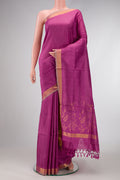 Lavender Dual Tone Uppada Silk Saree with Zari Butta on the body and Zari Border.  displayed on a mannequin
