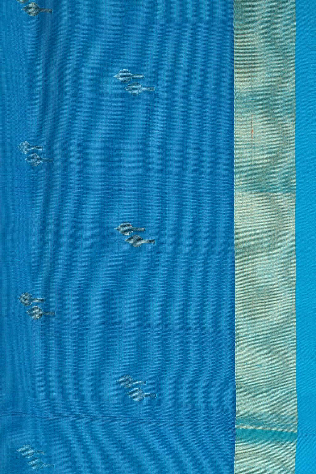 Border image of Sky Blue Dual Tone Soft Silk Saree with Zari Butta on the body and Zari Border. 