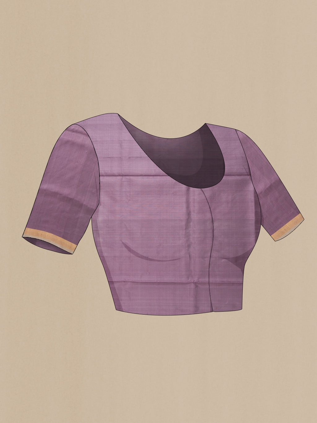 Close up image of the blouse of Purple Dual Tone Uppada Silk Saree with Zari And Thread Butta on the body and Zari Border. 