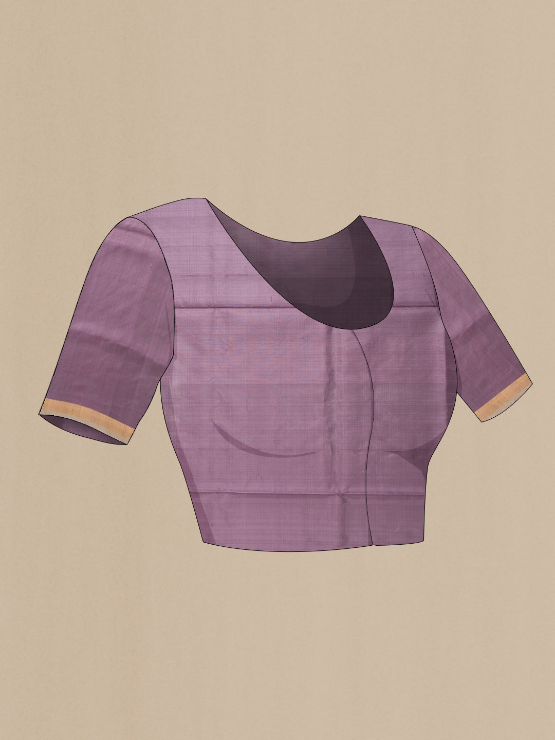 Close up image of the blouse of Purple Dual Tone Uppada Silk Saree with Zari And Thread Butta on the body and Zari Border. 