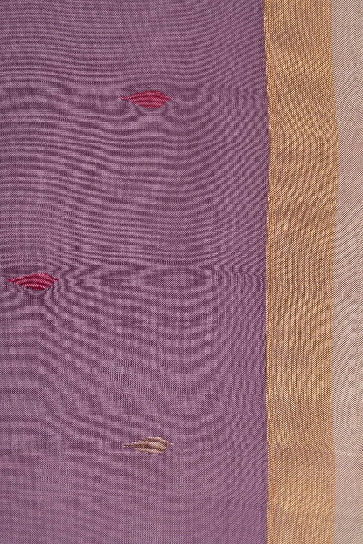 Border image of Purple Dual Tone Uppada Silk Saree with Zari And Thread Butta on the body and Zari Border. 