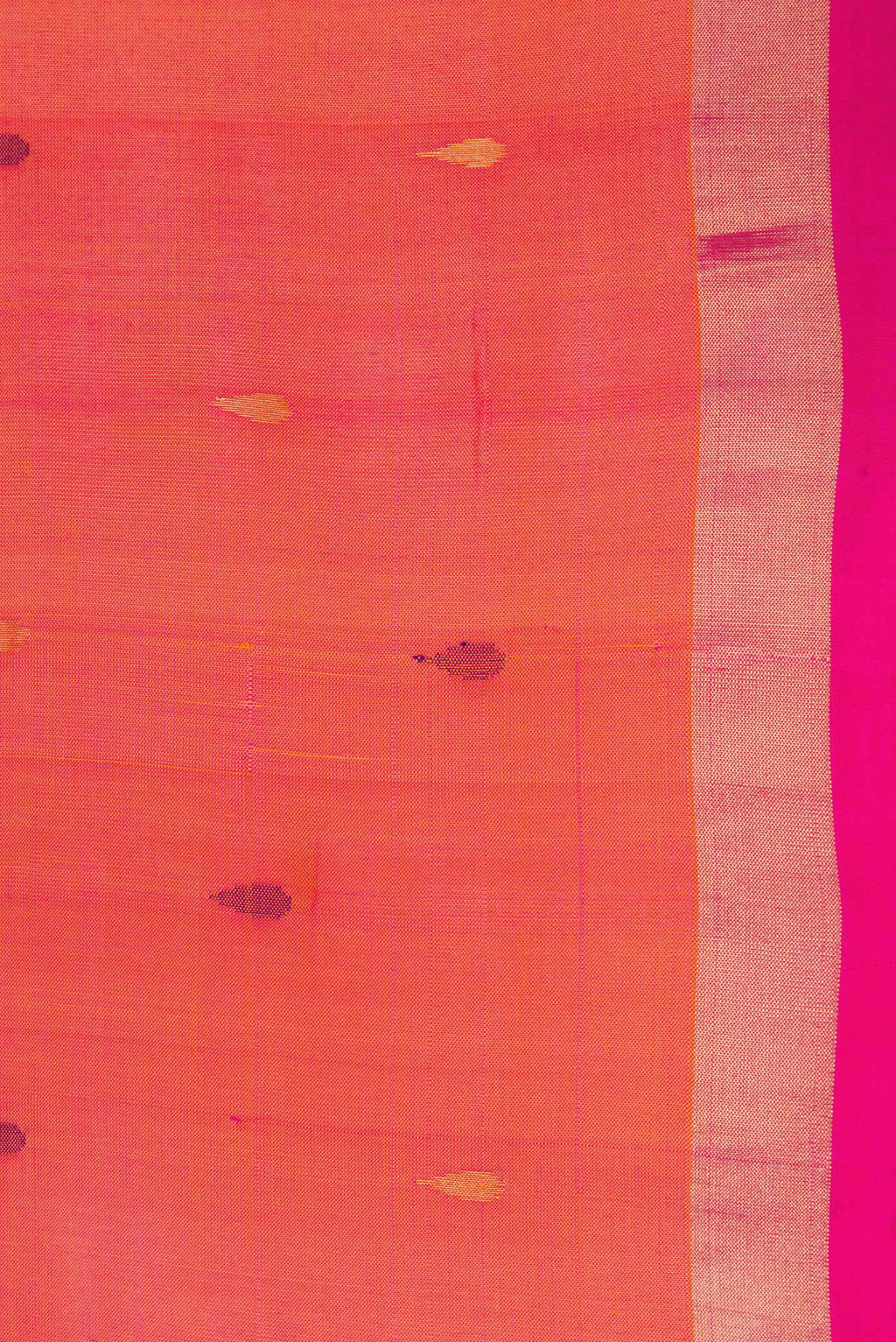 Border image of Coral Dual Tone Uppada Silk Saree with Zari And Thread Butta on the body and Zari Border. 