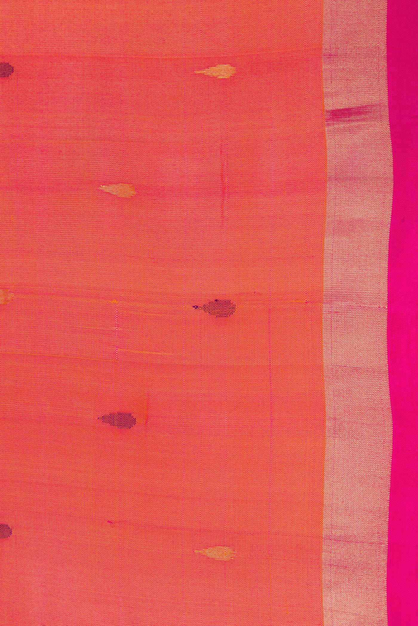 Border image of Coral Dual Tone Uppada Silk Saree with Zari And Thread Butta on the body and Zari Border. 