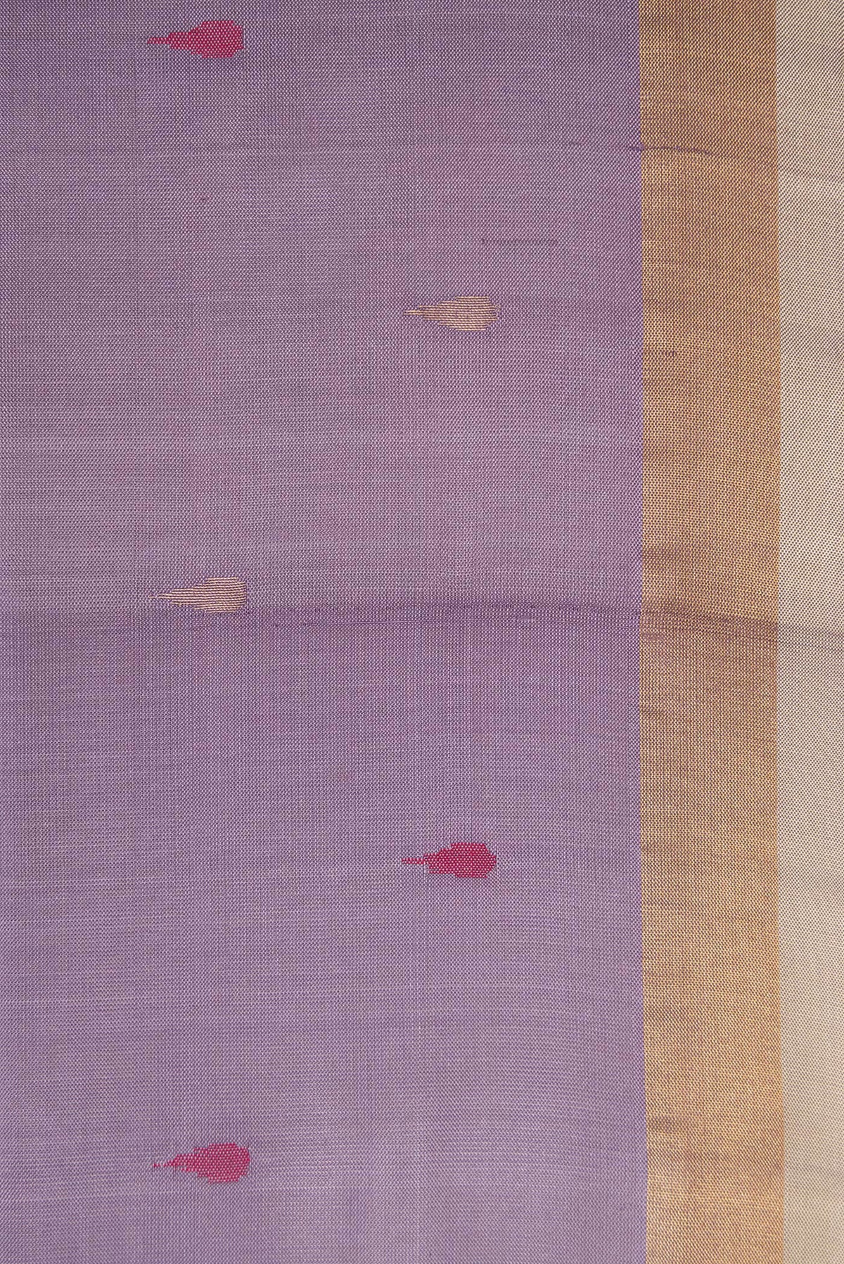 Border image of Purple Dual Tone Uppada Silk Saree with Zari And Thread Butta on the body and Zari Border. 