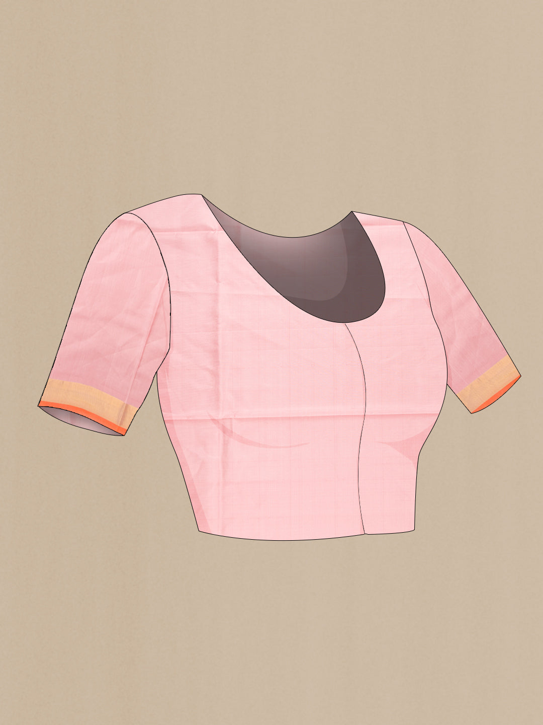 Close up image of the blouse of Pink Dual Tone Uppada Silk Saree with Zari And Thread Butta on the body and Zari Border. 
