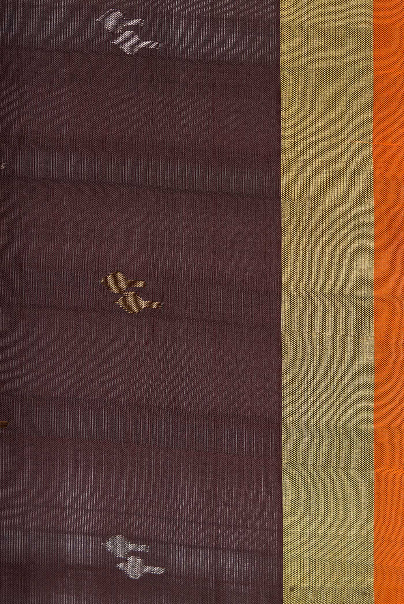 Border image of Coffee Brown Dual Tone Uppada Silk Saree with Zari Butta on the body and Zari Border. 