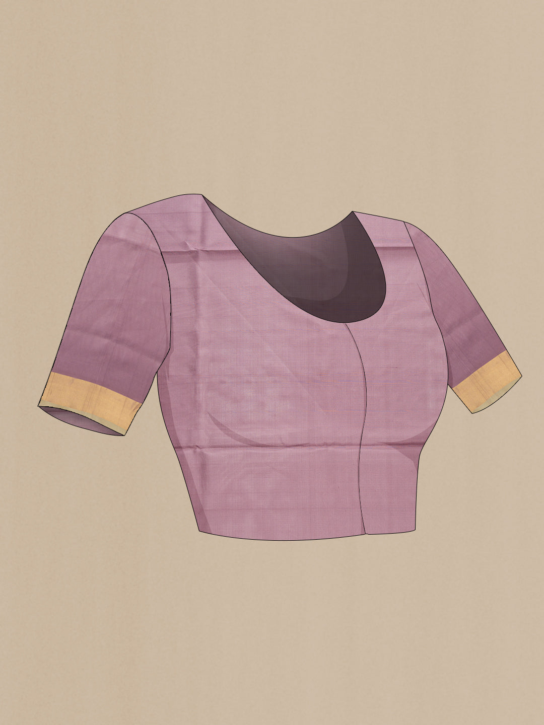 Close up image of the blouse of Brown Dual Tone Uppada Silk Saree with Zari Butta on the body and Zari Border. 