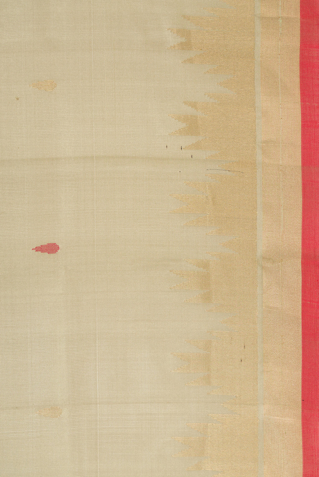 Border image of Beige Dual Tone Uppada Silk Saree with Zari And Thread Butta on the body and Temple Border. 