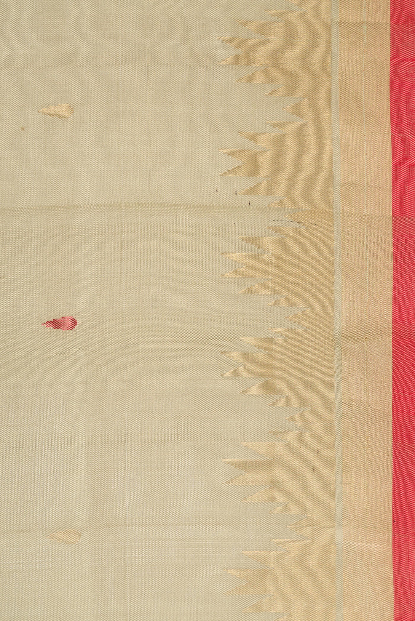 Border image of Beige Dual Tone Uppada Silk Saree with Zari And Thread Butta on the body and Temple Border. 