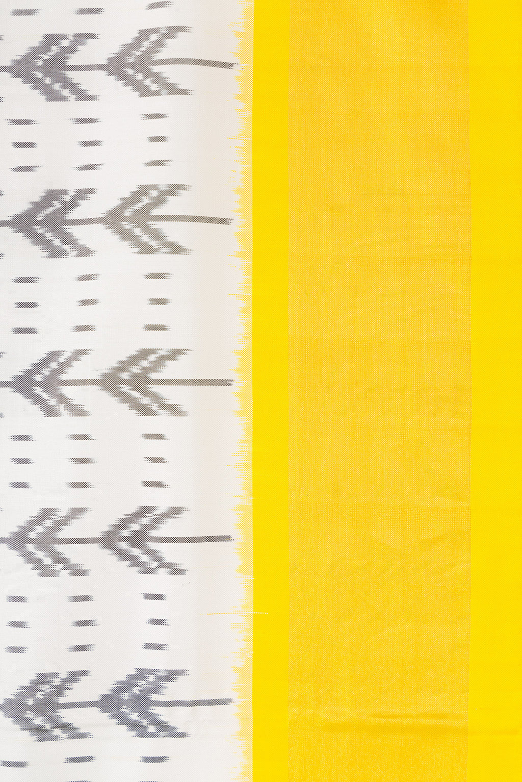 Border image of Off White Dual Tone Double Ikat Saree with Ikat Print on the body and Zari Border. 