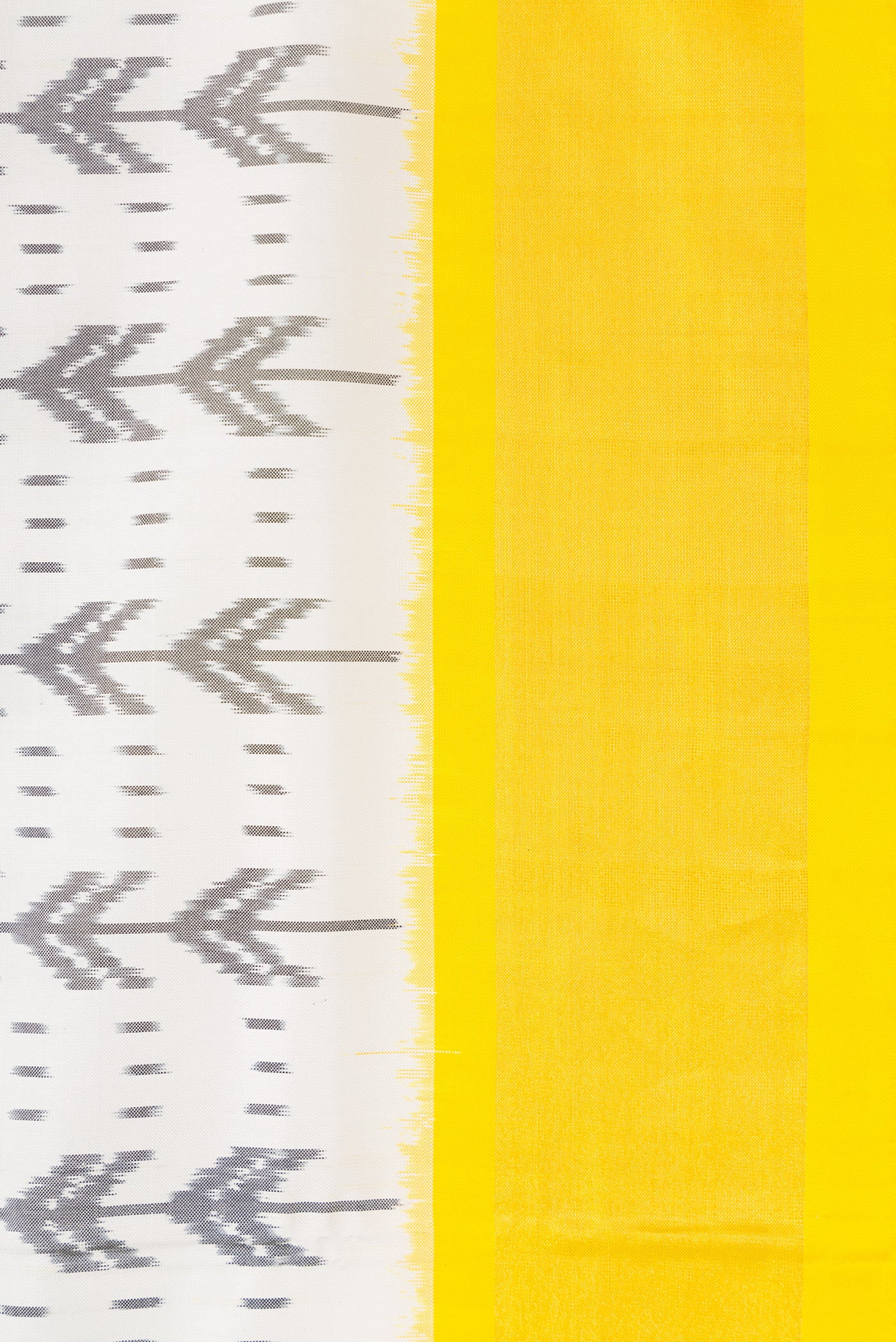 Border image of Off White Dual Tone Double Ikat Saree with Ikat Print on the body and Zari Border. 