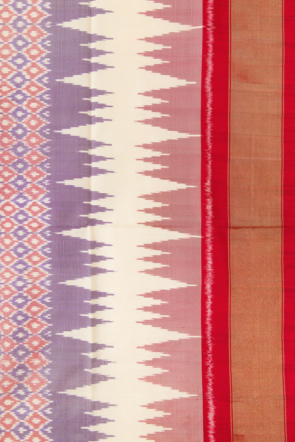 Border image of Lilac Dual Tone Double Ikat Saree with Ikat Print on the body and Zari Border. 