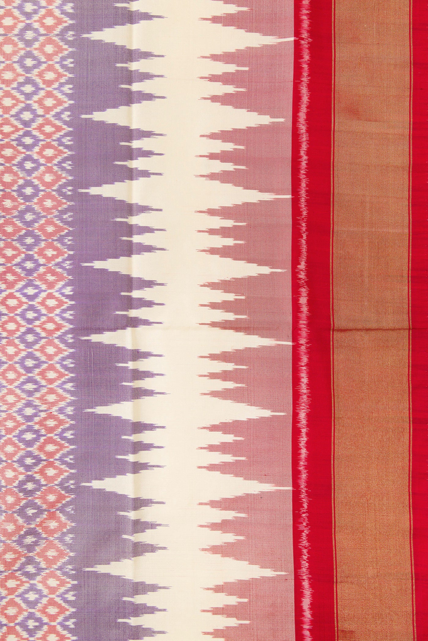 Border image of Lilac Dual Tone Double Ikat Saree with Ikat Print on the body and Zari Border. 