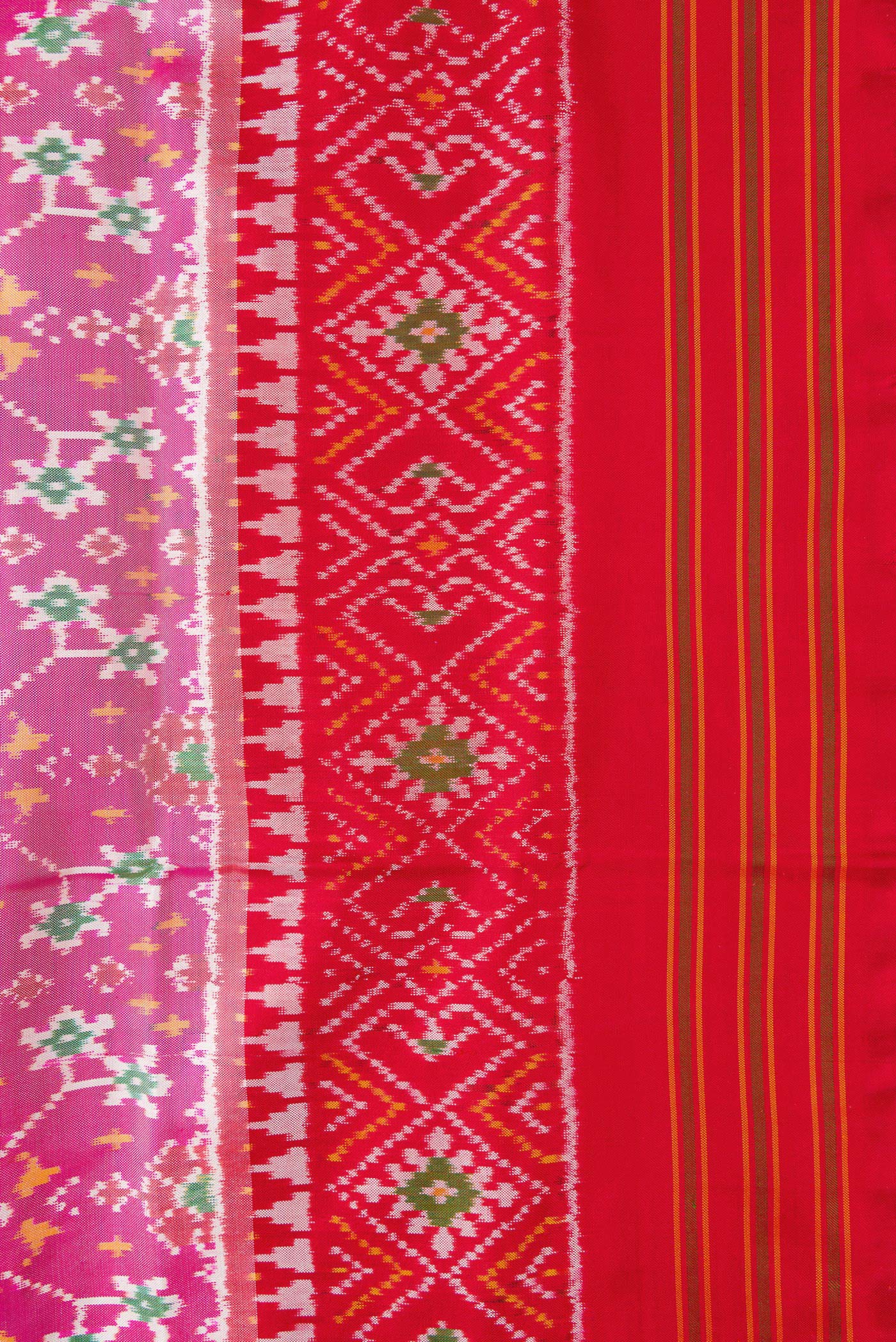 Border image of Pink Dual Tone Double Ikat Saree with Ikat Print on the body and Ikat Border. 