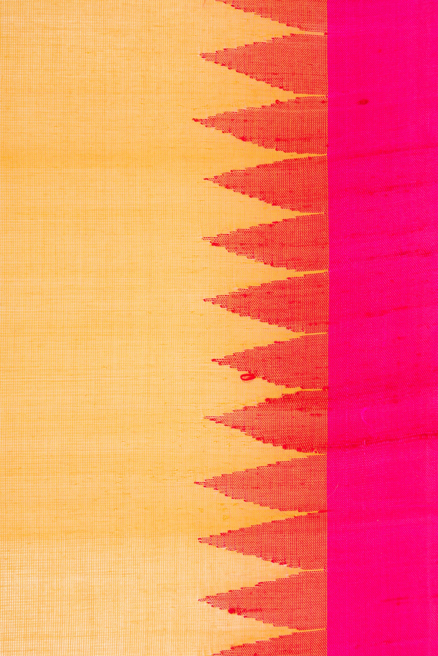 Border image of Mustard Dual Tone Kota Cotton Saree with Plain Body and Temple Border. 