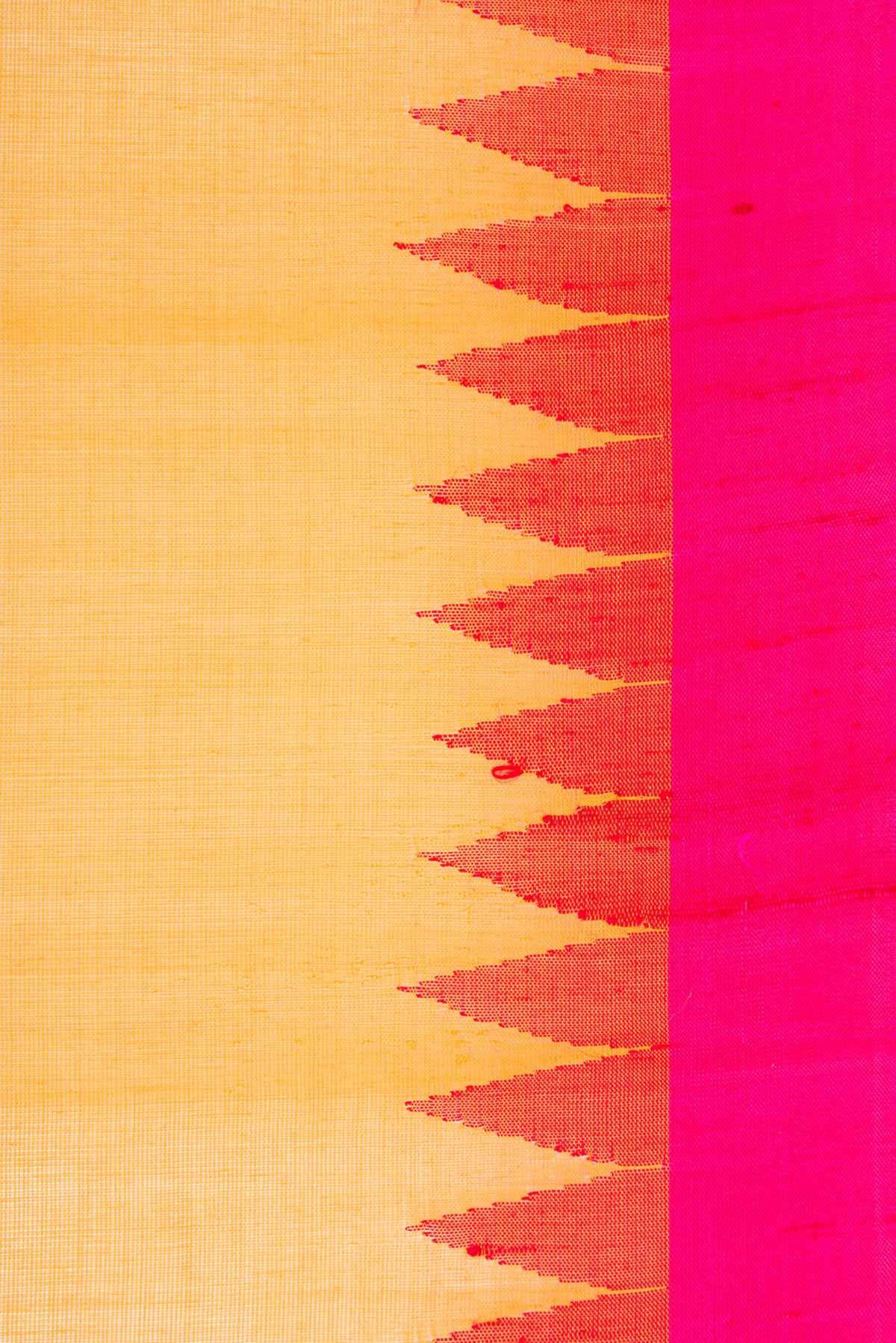 Border image of Mustard Dual Tone Kota Cotton Saree with Plain Body and Temple Border. 