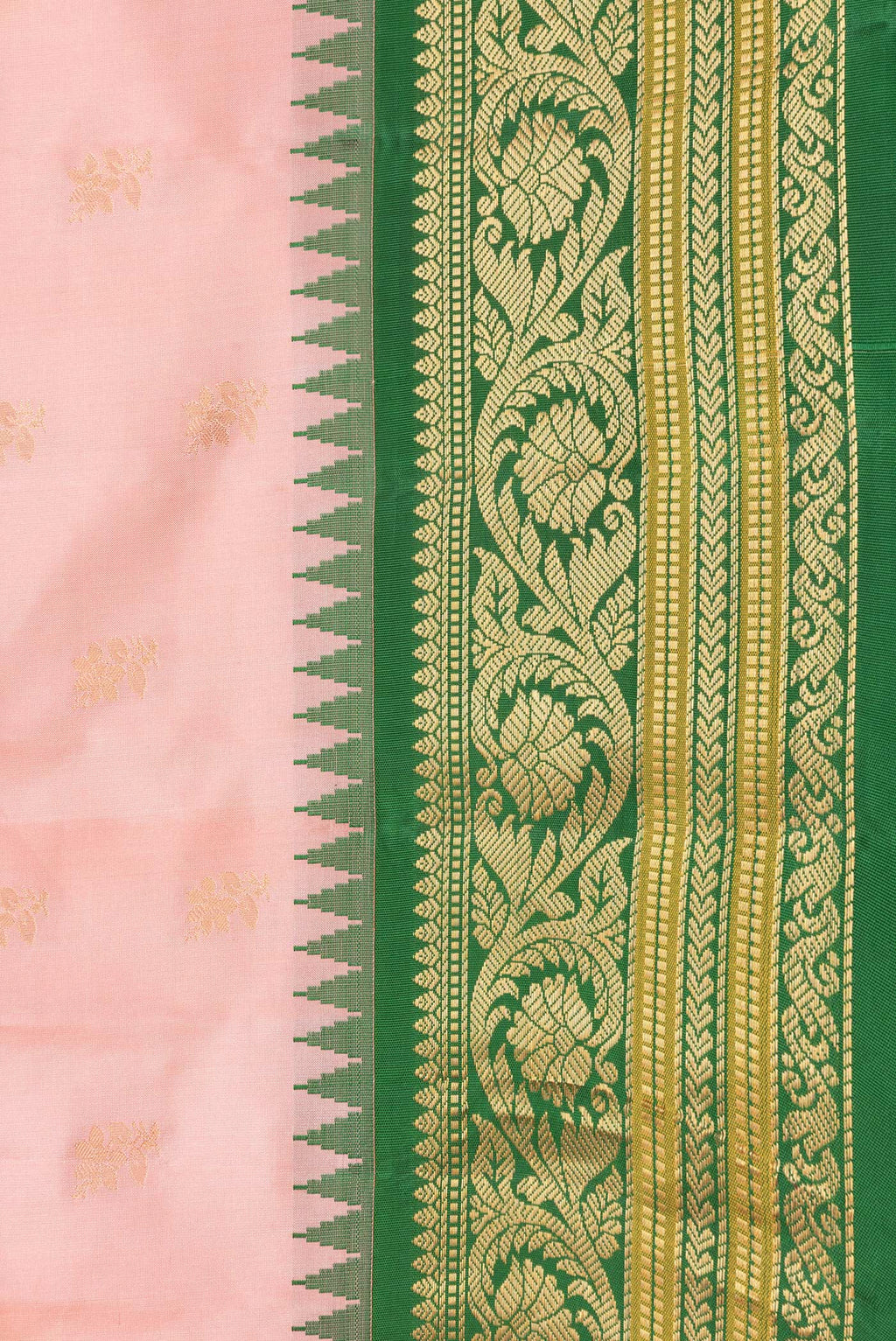 Border image of Pink Dual Tone Gadwal Silk Saree with Plain Body and Zari Border. 