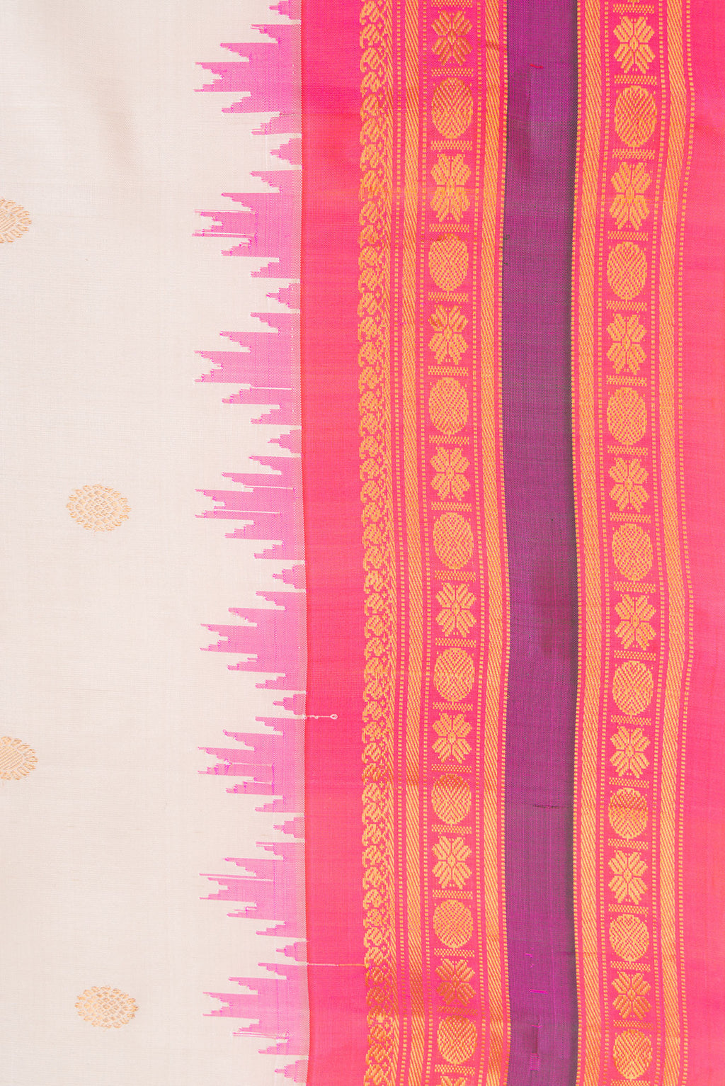 Border image of Beige Dual Tone Gadwal Silk Saree with Zari Butta on the body and Zari Border. 