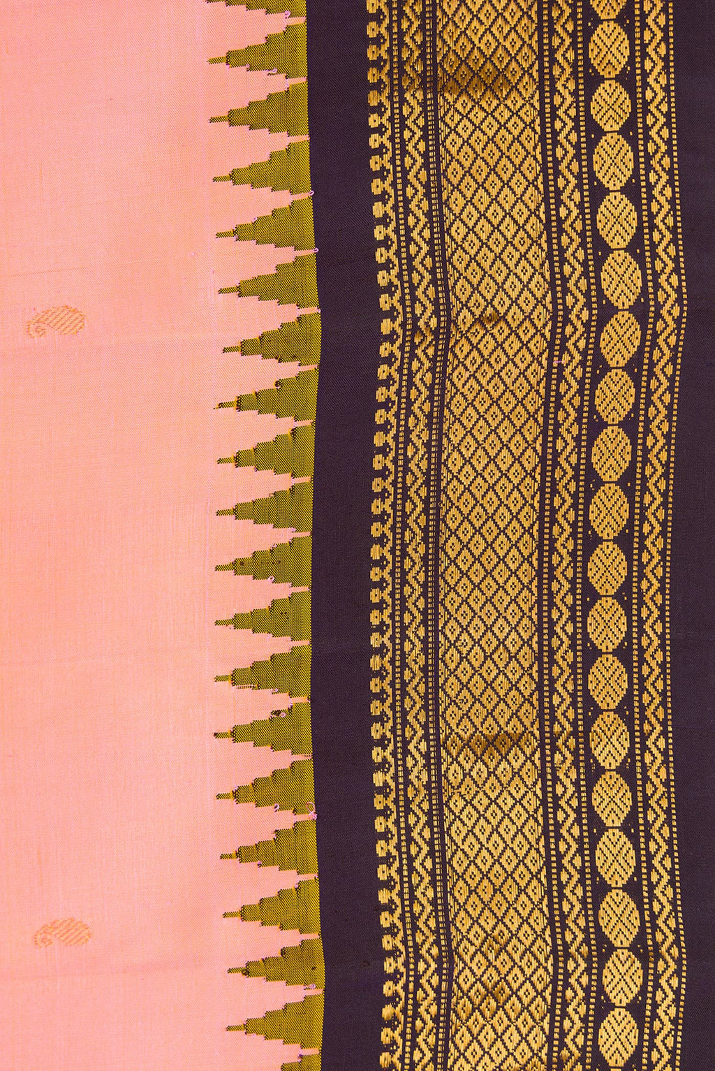 Border image of Coral Dual Tone Gadwal Silk Saree with Zari Butta on the body and Zari Border. 
